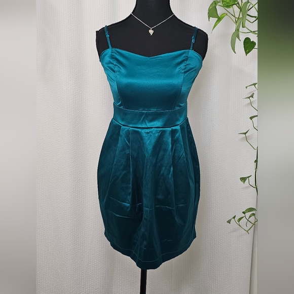 Forever 21 Elegant Teal Spaghetti Strap Dress Size S - Picture 3 of 10